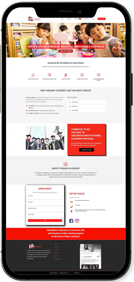 jpress portfolio oskano academy mobile
