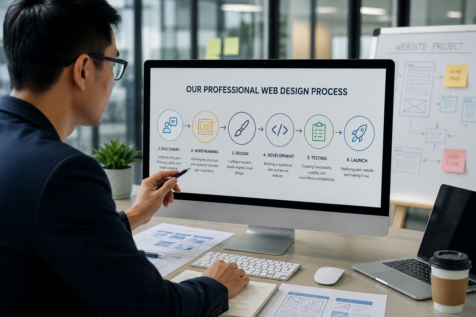 6-step web design and development process flow for B2B businesses by JPress Malaysia