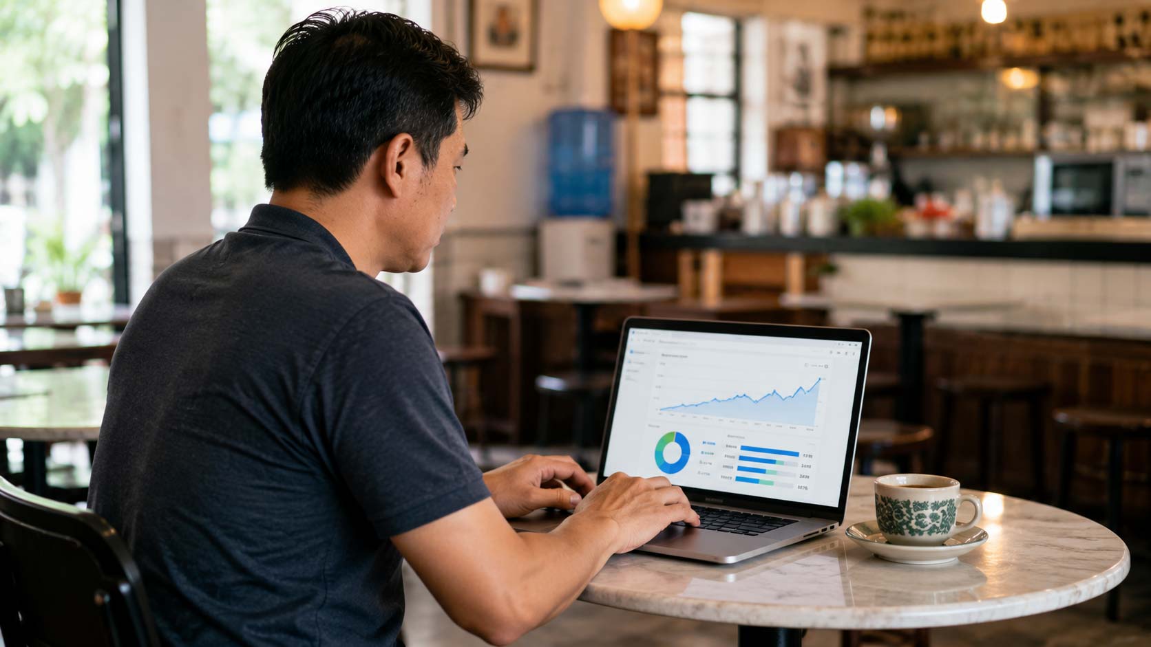 Malaysia business owner reviewing SEO results dashboard