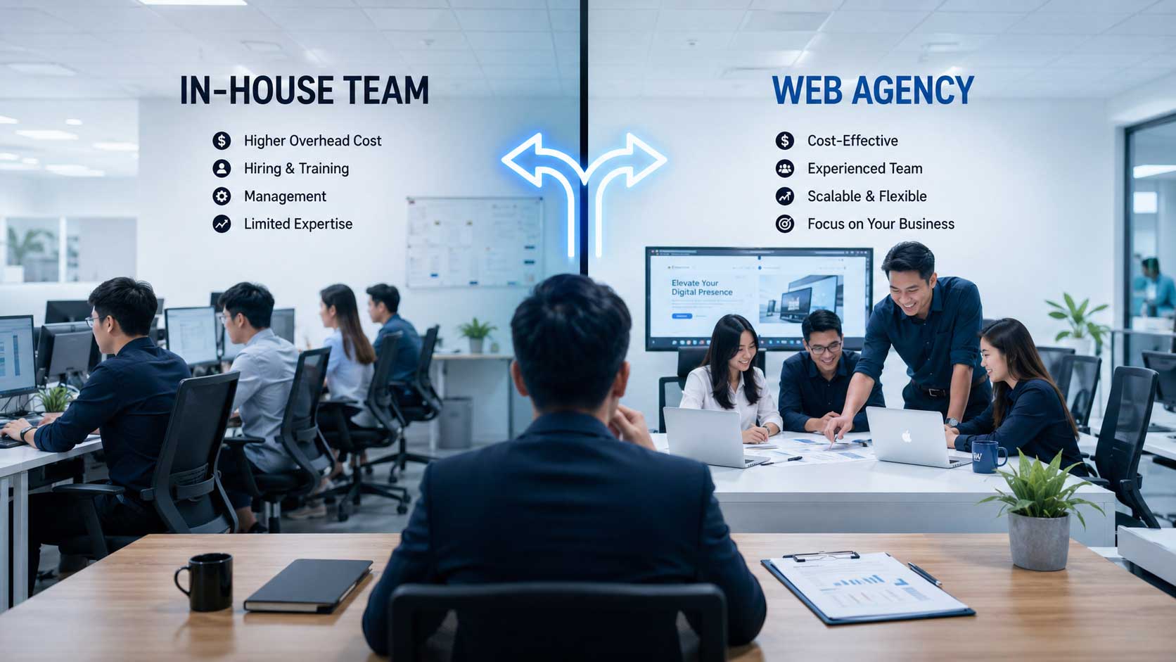 In-house web team vs web agency cost comparison for Malaysian businesses