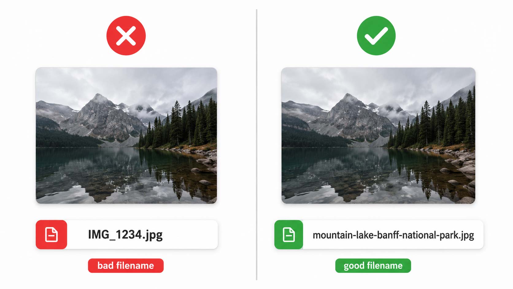 example of good vs bad image file naming for SEO