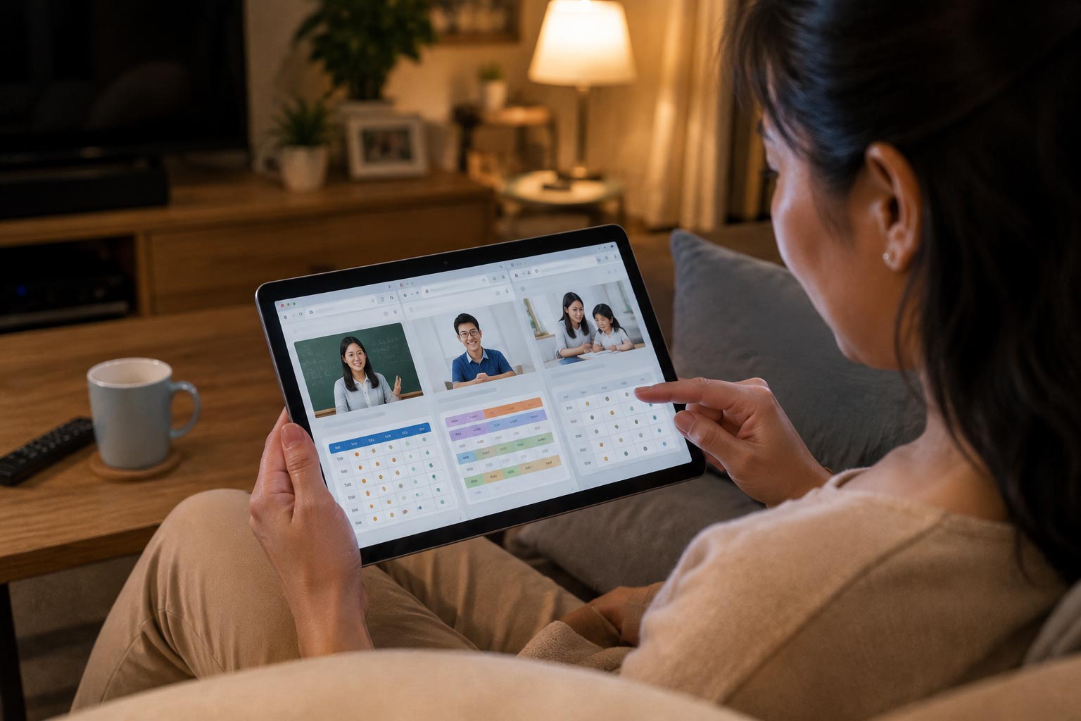 Parent comparing tuition centre websites before choosing an education centre