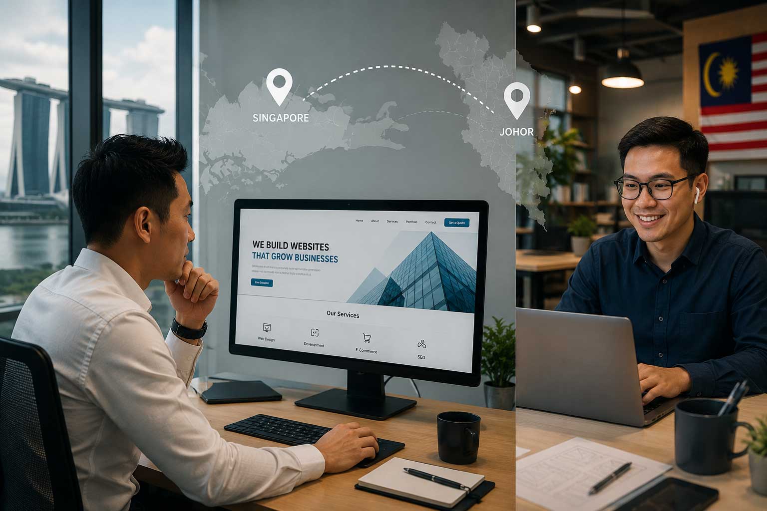 Web design Johor agency collaborating with Singapore SME on website outsourcing